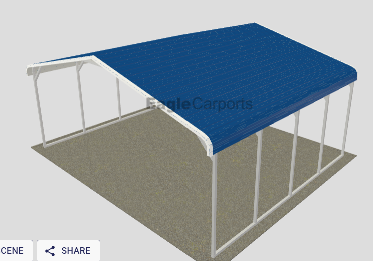 Regular Roof Metal Carport - 24X20X8