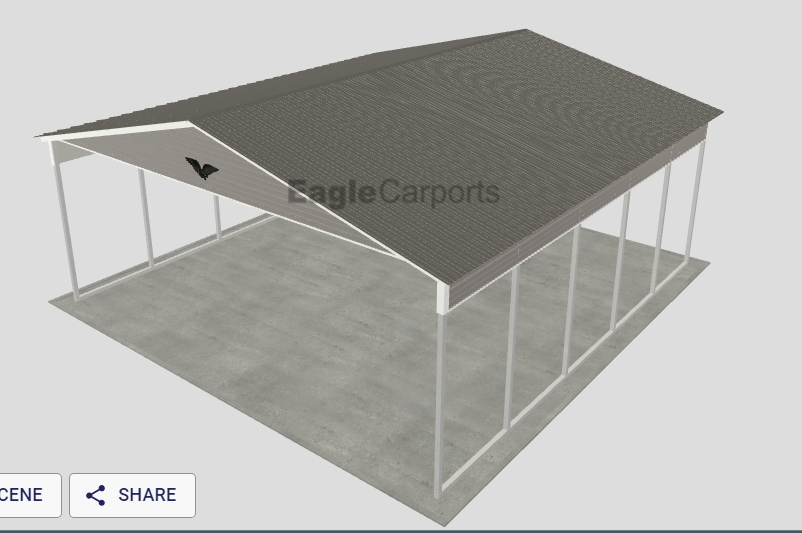 Boxed Eave Roof Standard Carport - 20X20X8