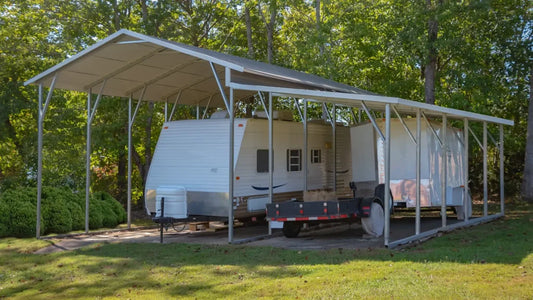 Vertical Roof Metal RV & Carport - 28X25X11 With 10f Wide Lean-To