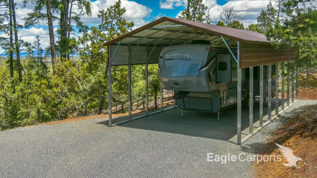 Vertical Roof Metal RV Cover - 18X40X15