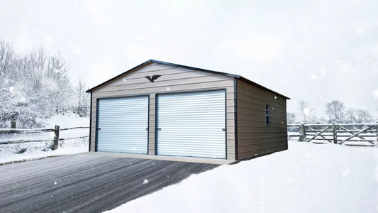 Boxed Eave Roof Metal Garage - 24X25X9