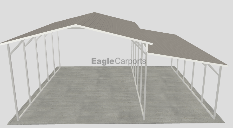 Vertical Roof Metal RV & Carport - 28X25X11 With 10f Wide Lean-To