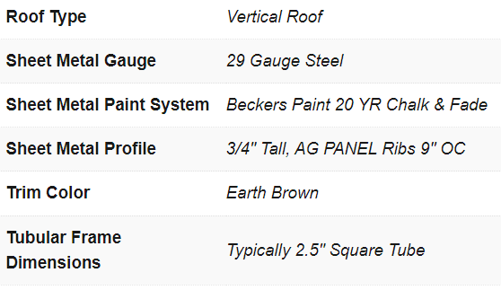 Vertical Roof Metal RV Cover - 18X40X15