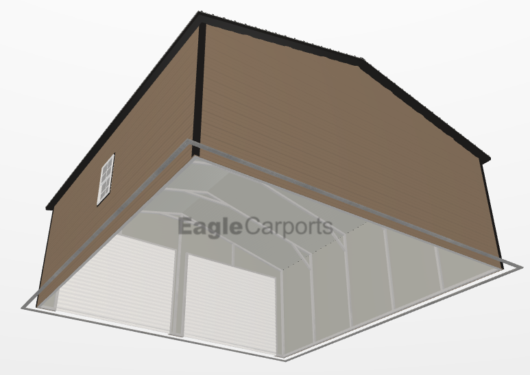 Boxed Eave Roof Metal Garage - 24X25X9