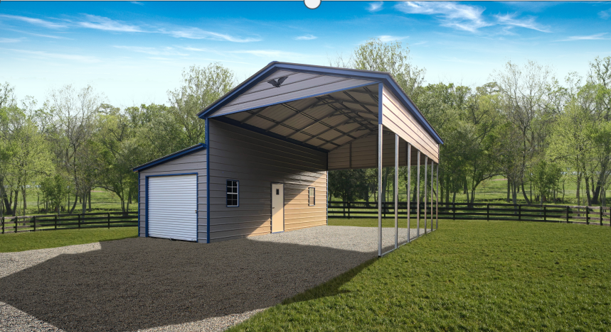Metal Rv Leanto Vertical Roof Metal RV, Combo Carport - 28X30X13/8 With 10F Wide Lean ...