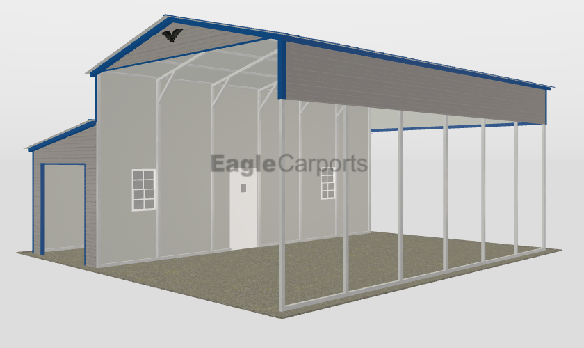 Metal Rv Leanto Vertical Roof Metal RV, Combo Carport - 28X30X13/8 With 10F Wide Lean ...