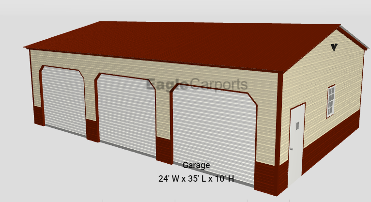 Triple Bay Side Entry Garage - 24X35X10